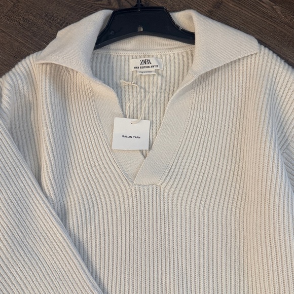 Zara men's wool blend V-neck sweater NWT Large - Picture 3 of 8